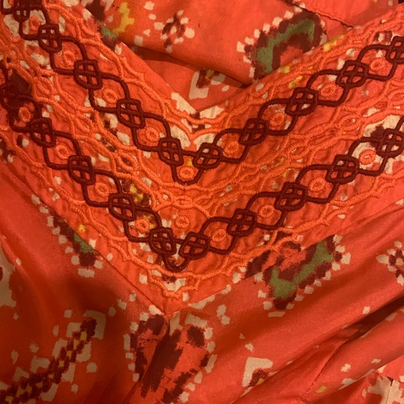 ANTHROPOLOGIE Odille Coral Silk Strappy Tank Top - Picture 5 of 5